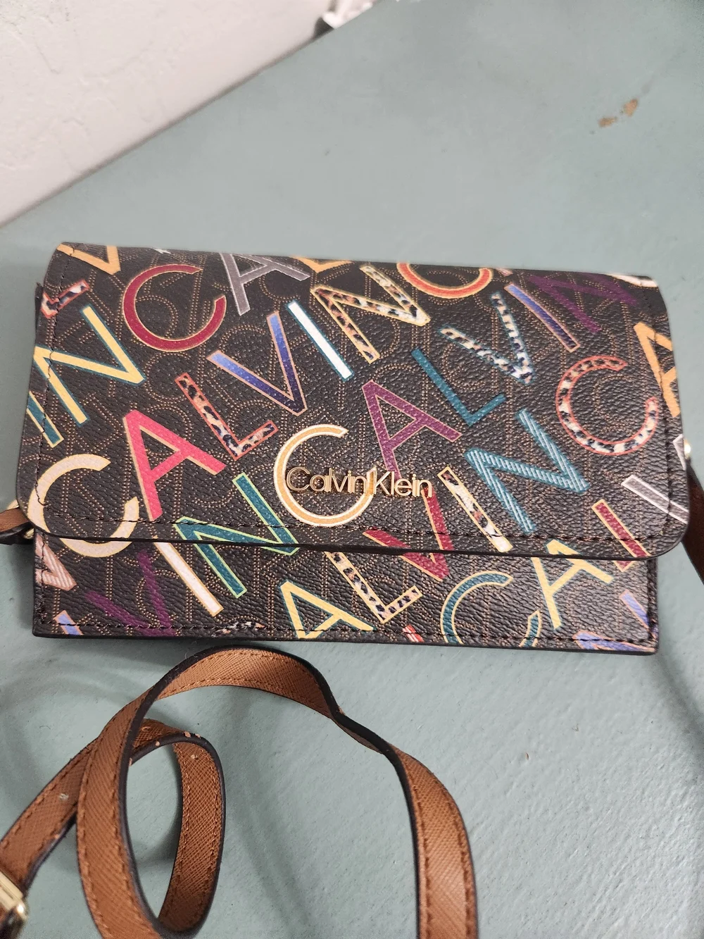 Calvin Klein Multicolor Logo Print Crossbody Bag - Black Base